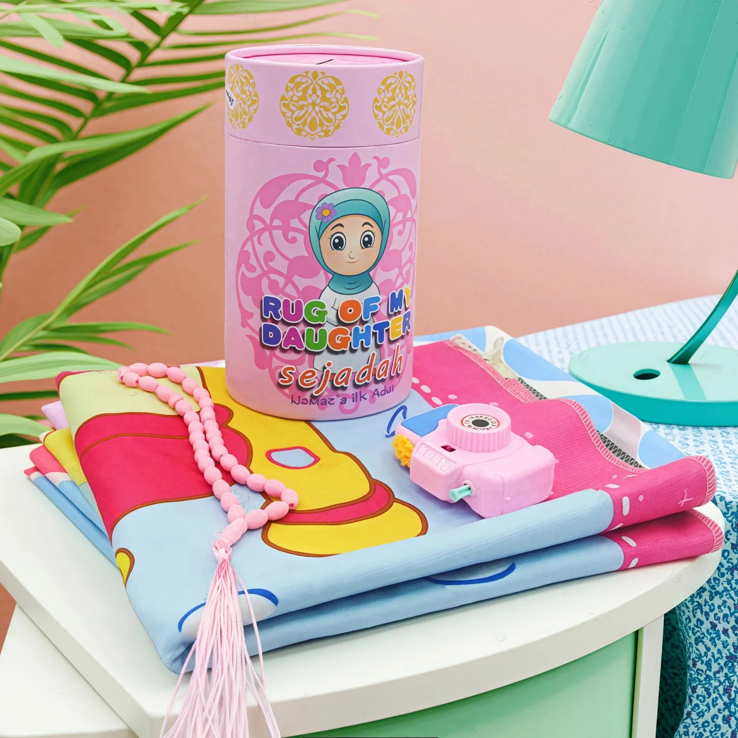 Voici le contenu du Tapis de priere enfant rose