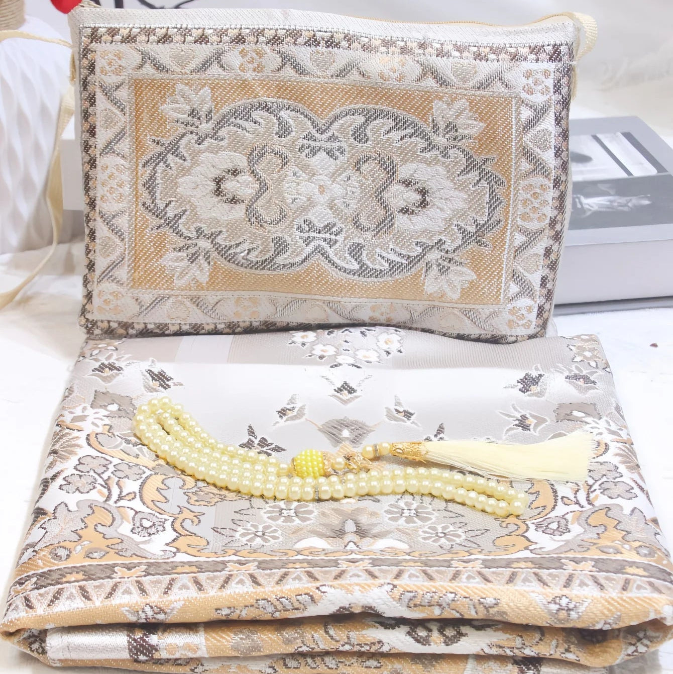 Coffret tapis de priere | Broderies marron