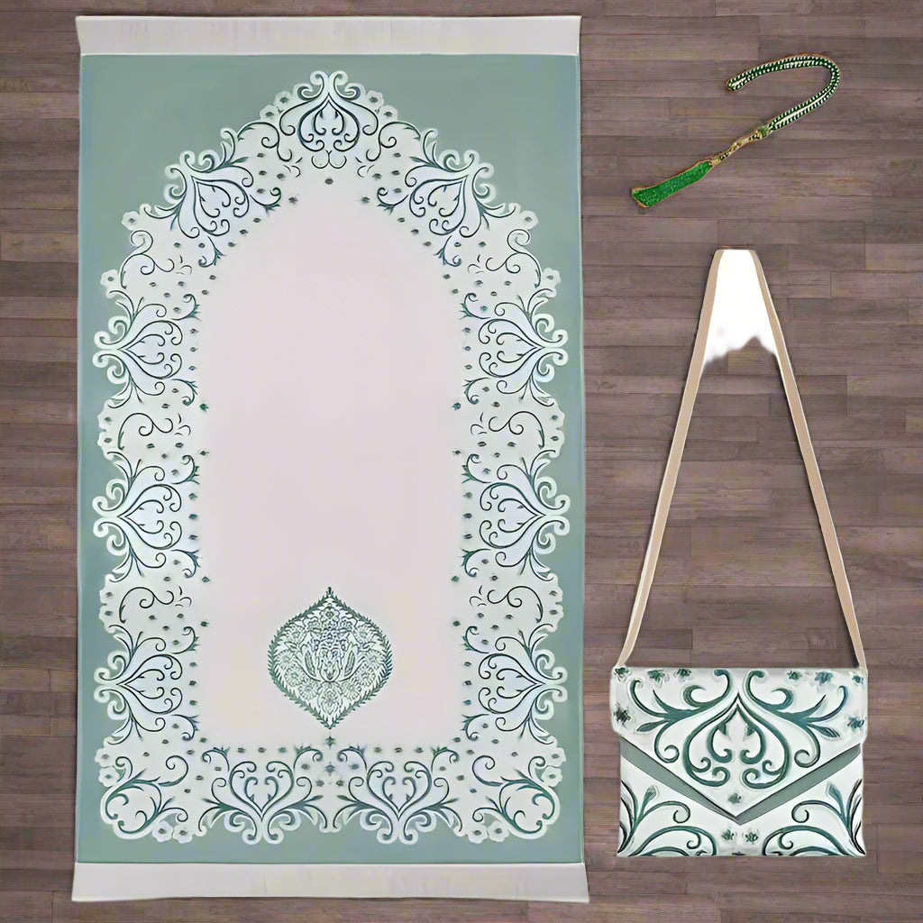 Le coffret tapis de priere vert