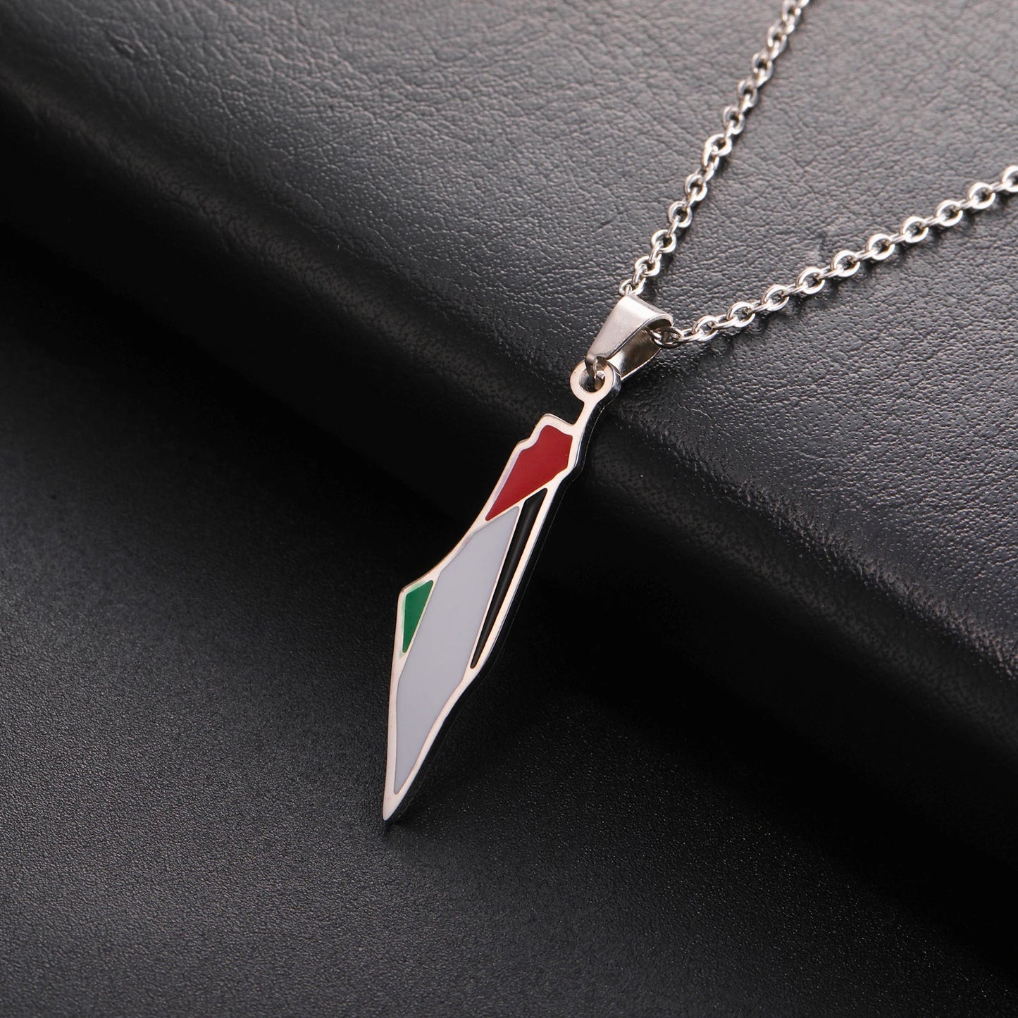 Collier Palestine | Drapeau et Carte argent