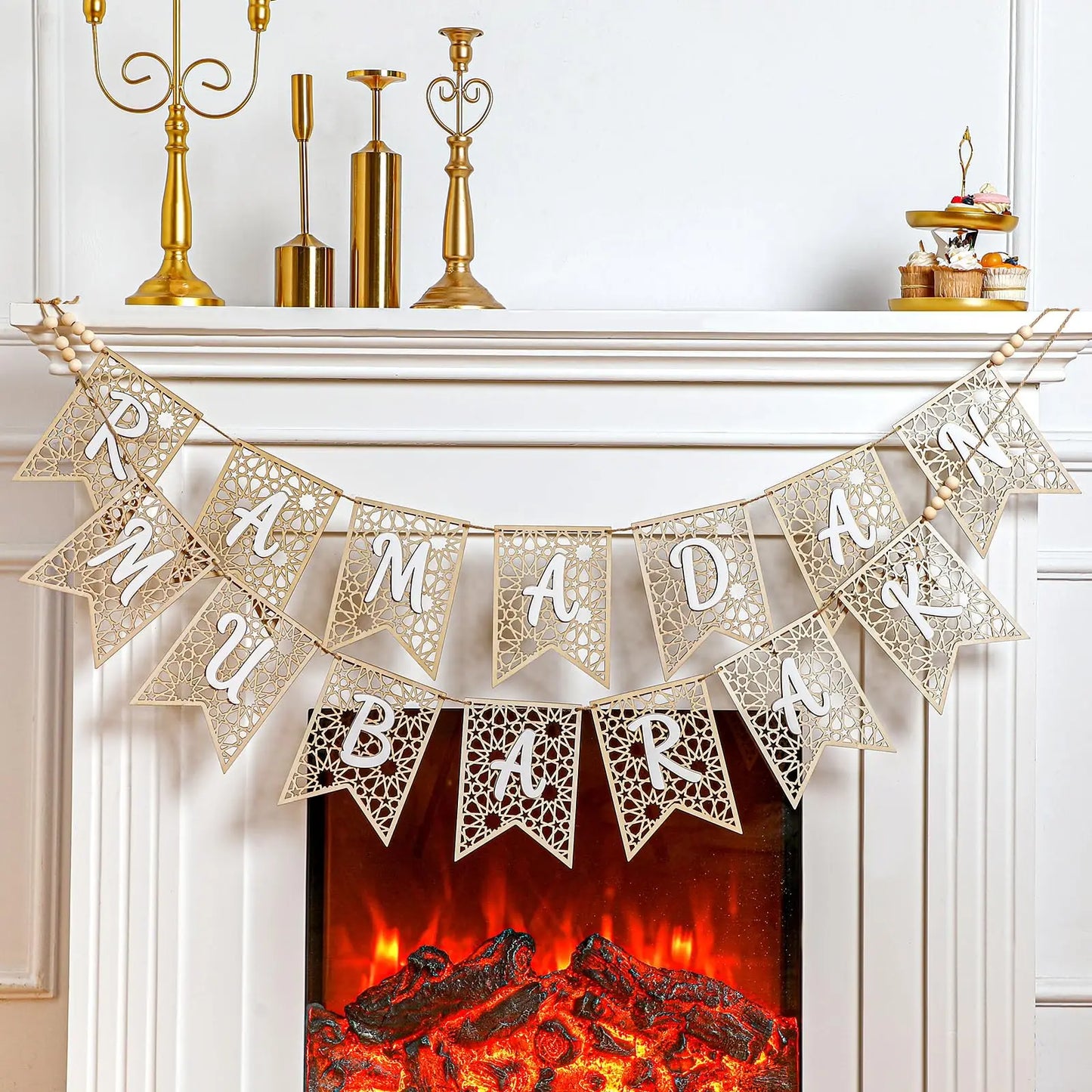  Decoration Ramadan | Banderole en bois blanc