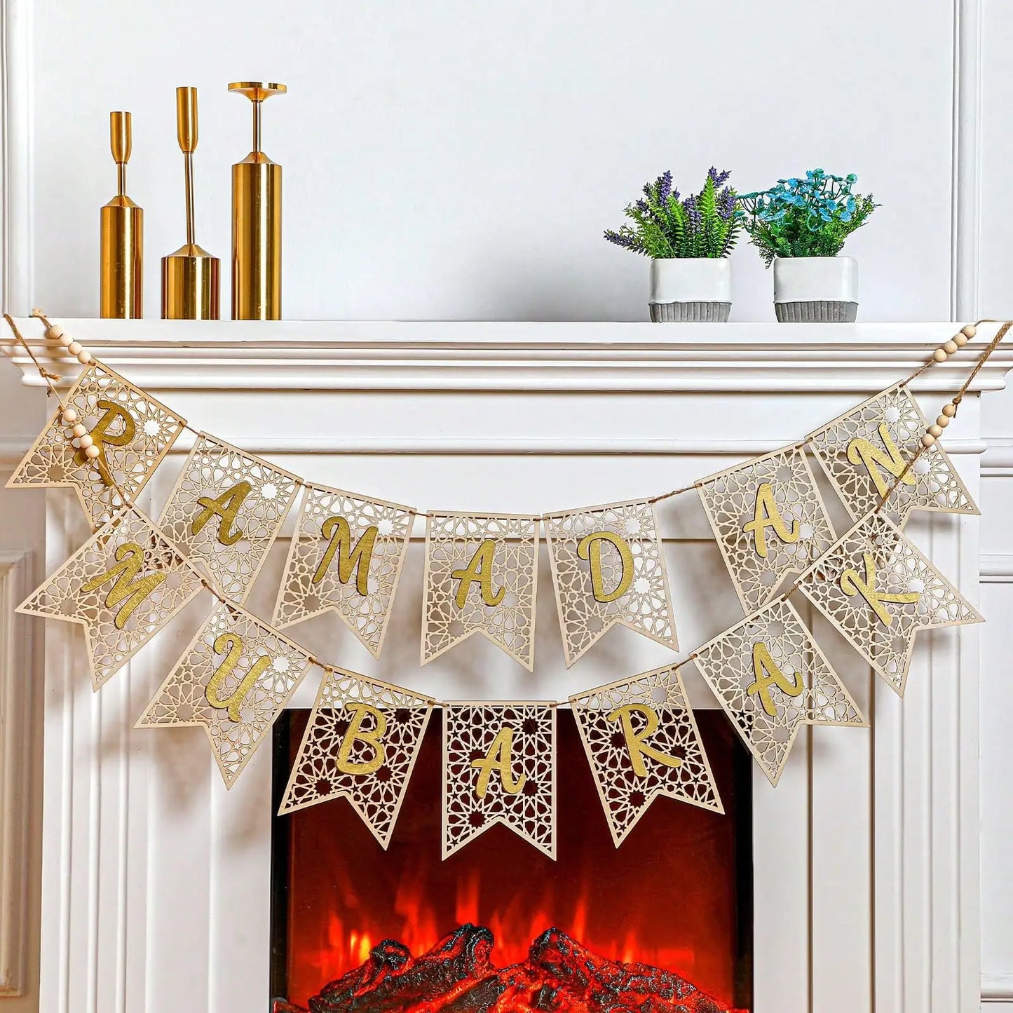 Decoration Ramadan | Banderole en bois or