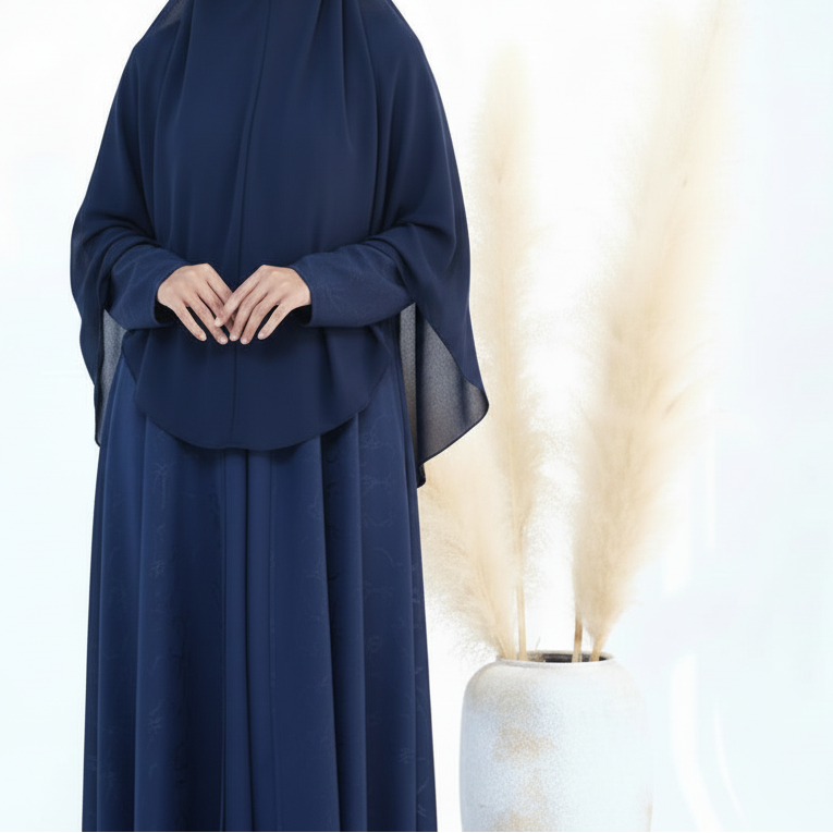 Ensemble Abaya Khimar bleu
