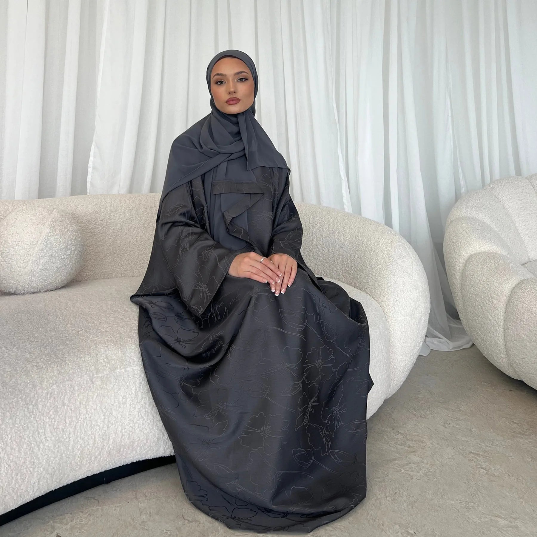 Ensemble Abaya Khimar gris