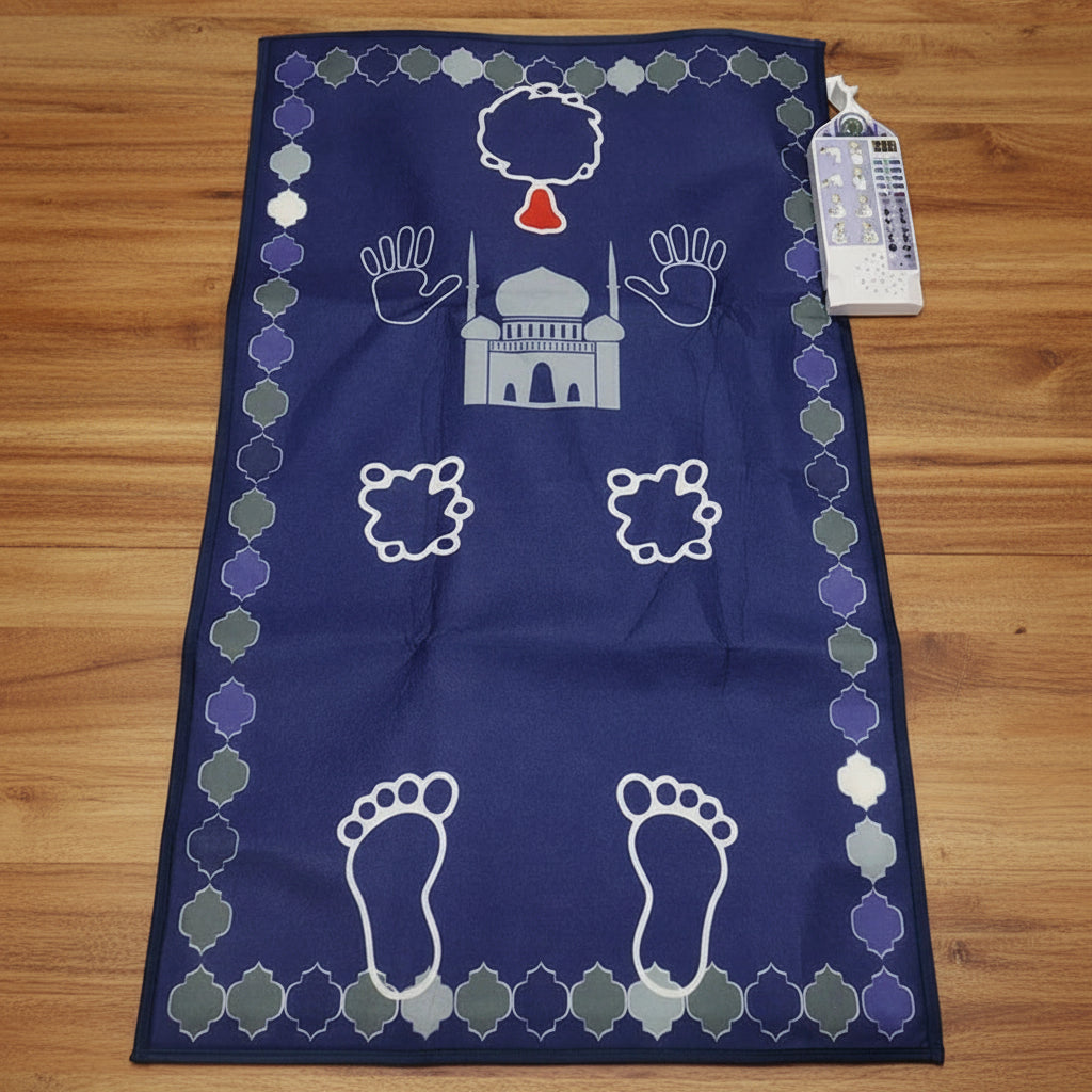 Tapis de Priere Interactif | EasySalat bleu masjid