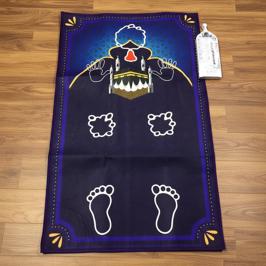 Tapis de Priere Interactif | EasySalat bleu kaaba
