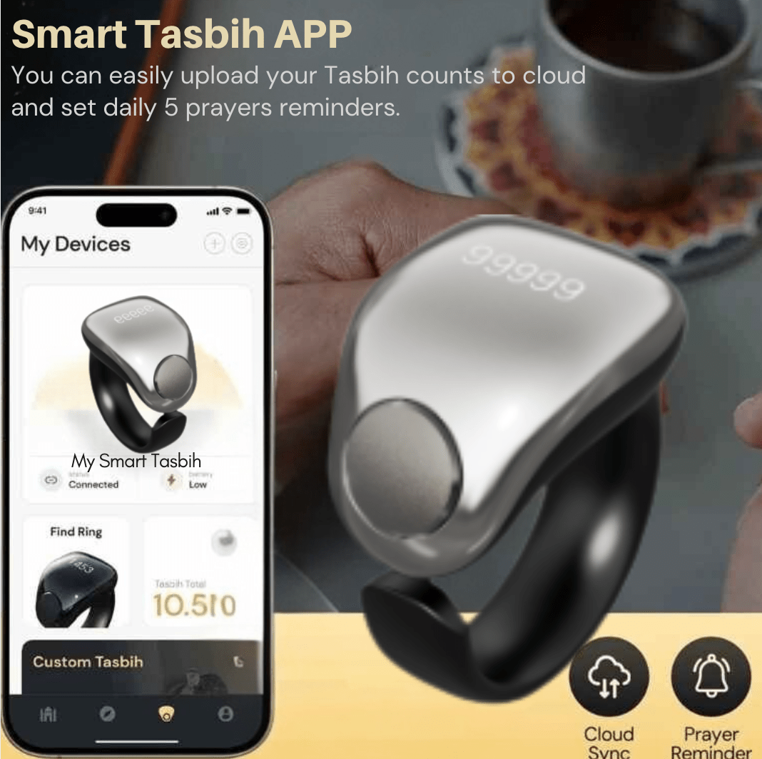 Connecté à votre smartphone via Bluetooth, notre TASBIH ELECTRONIQUE vous offre un accès à une application dédiée, où vous pouvez enregistrer vos sessions, fixer des objectifs et suivre votre progression spirituelle.
