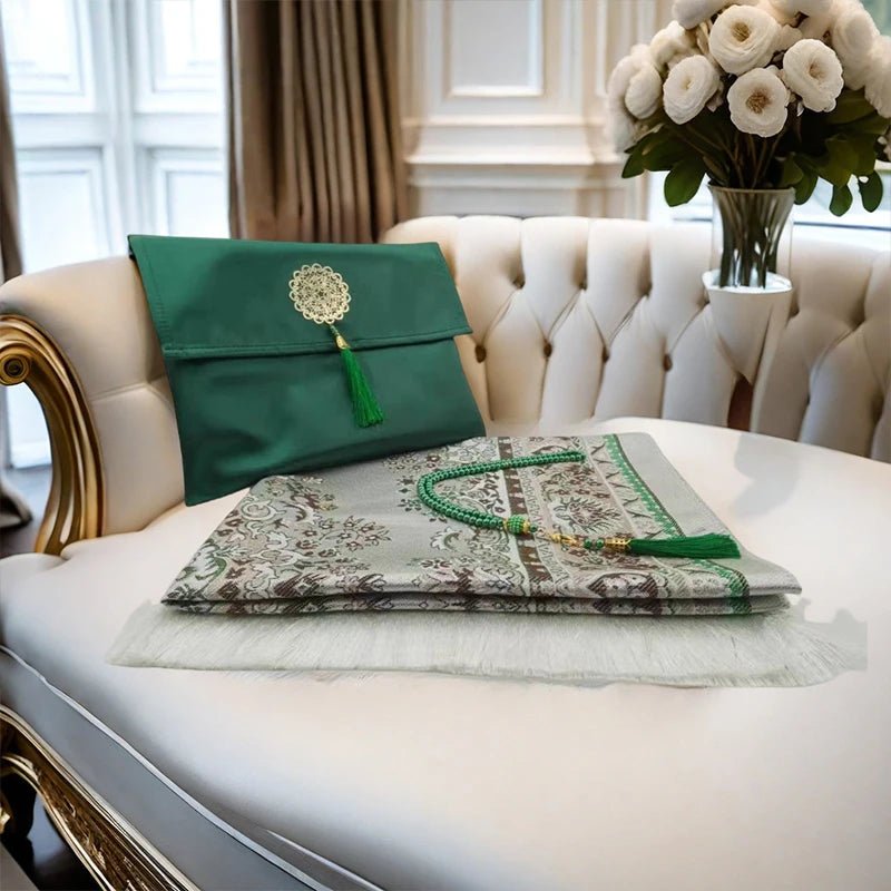 Le coffret tapis de priere émeraude