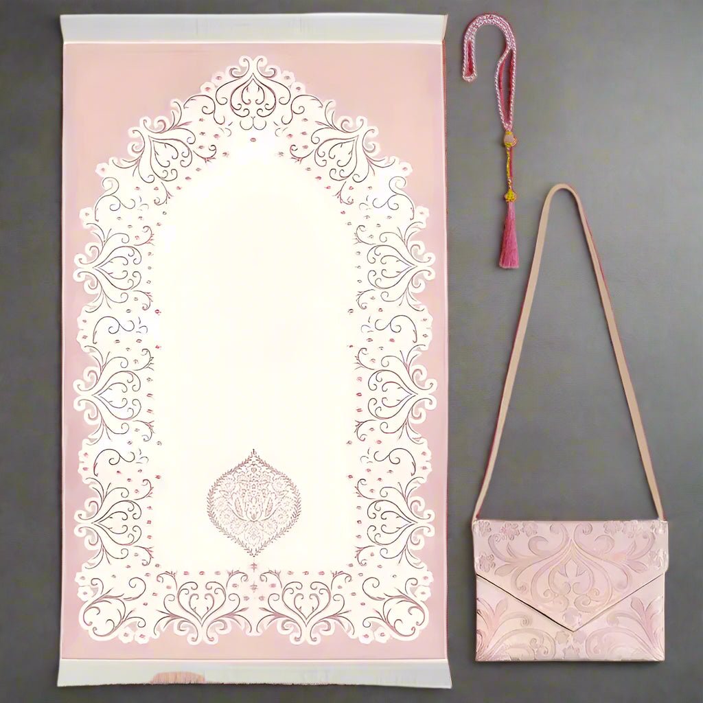 Le coffret tapis de priere rose