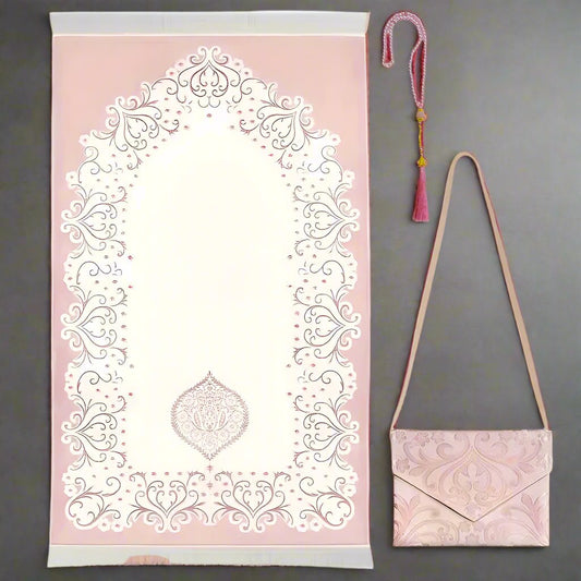 Le coffret tapis de priere rose