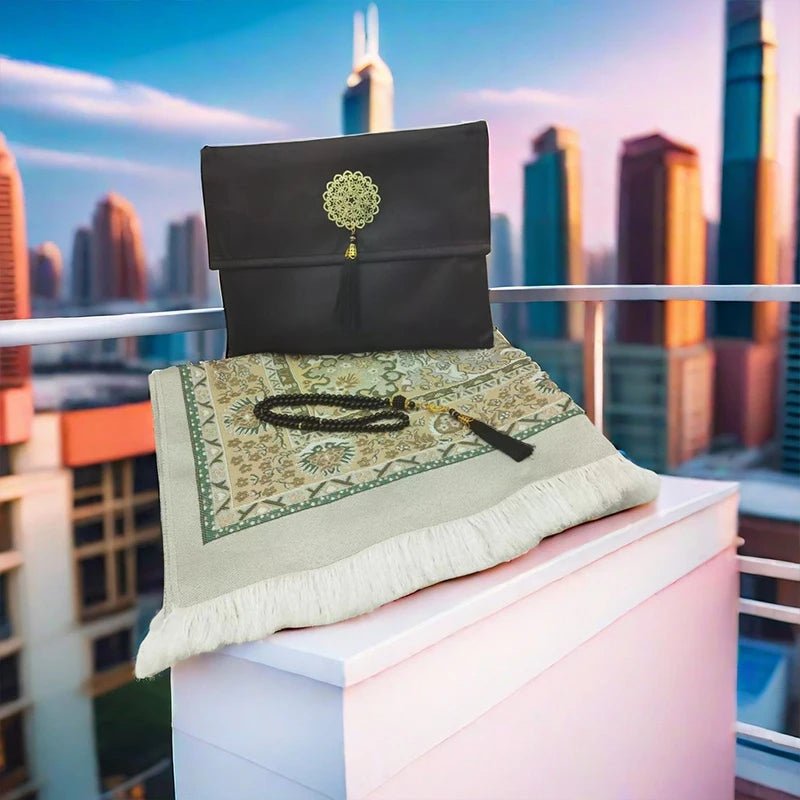 Le coffret tapis de priere vert