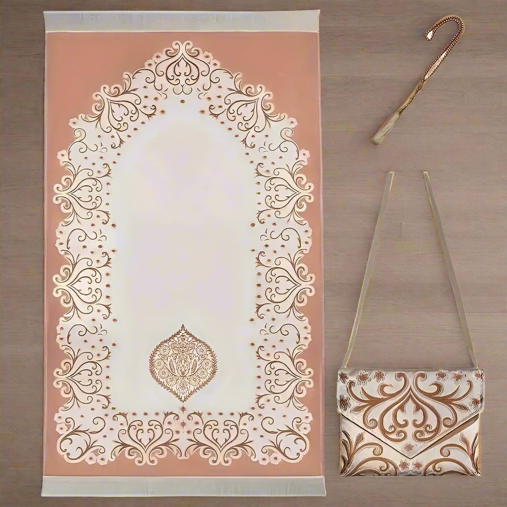 Le coffret tapis de priere saumon