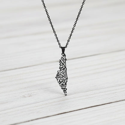 Collier Palestine Acier Inoxydable noir