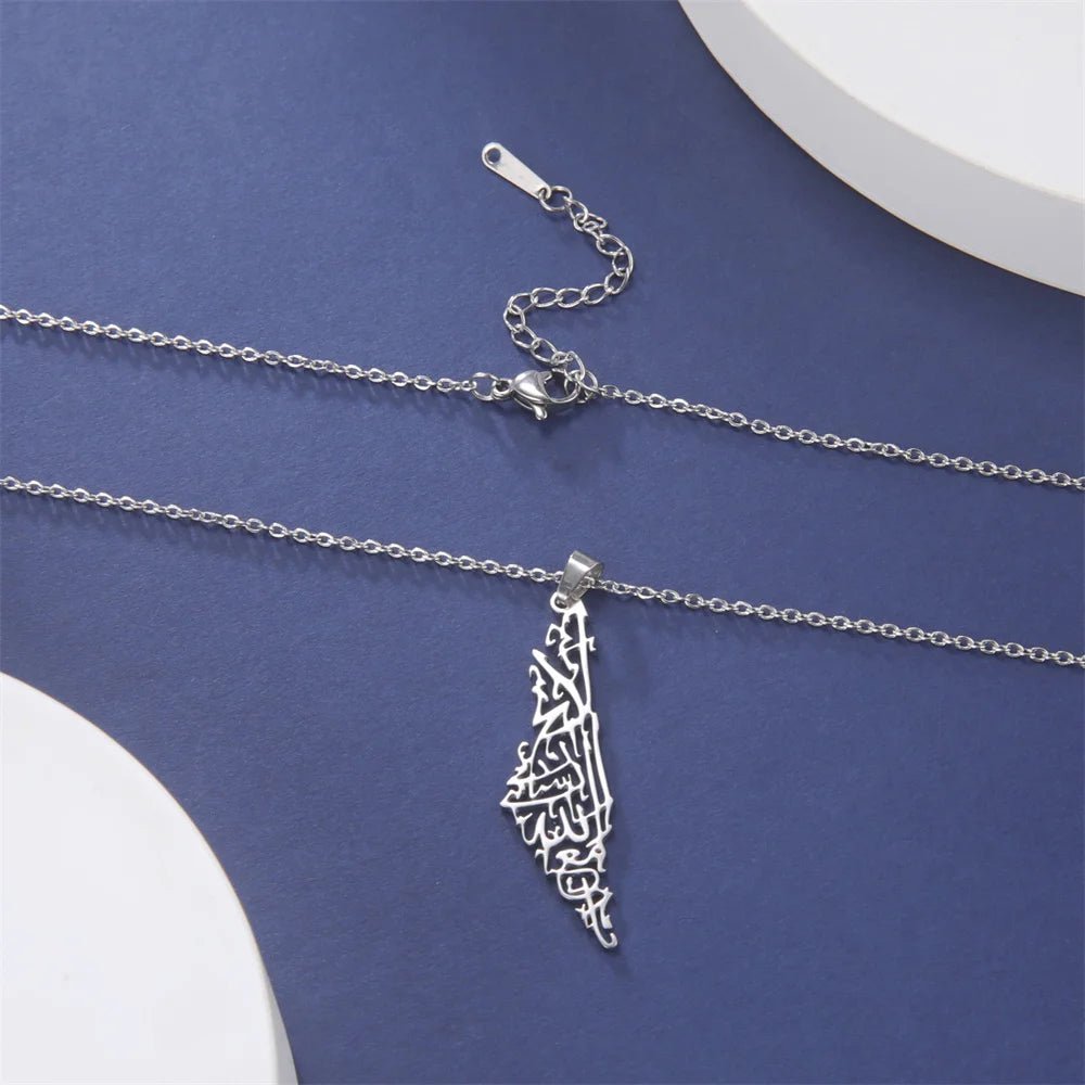 Collier Palestine Acier Inoxydable argent