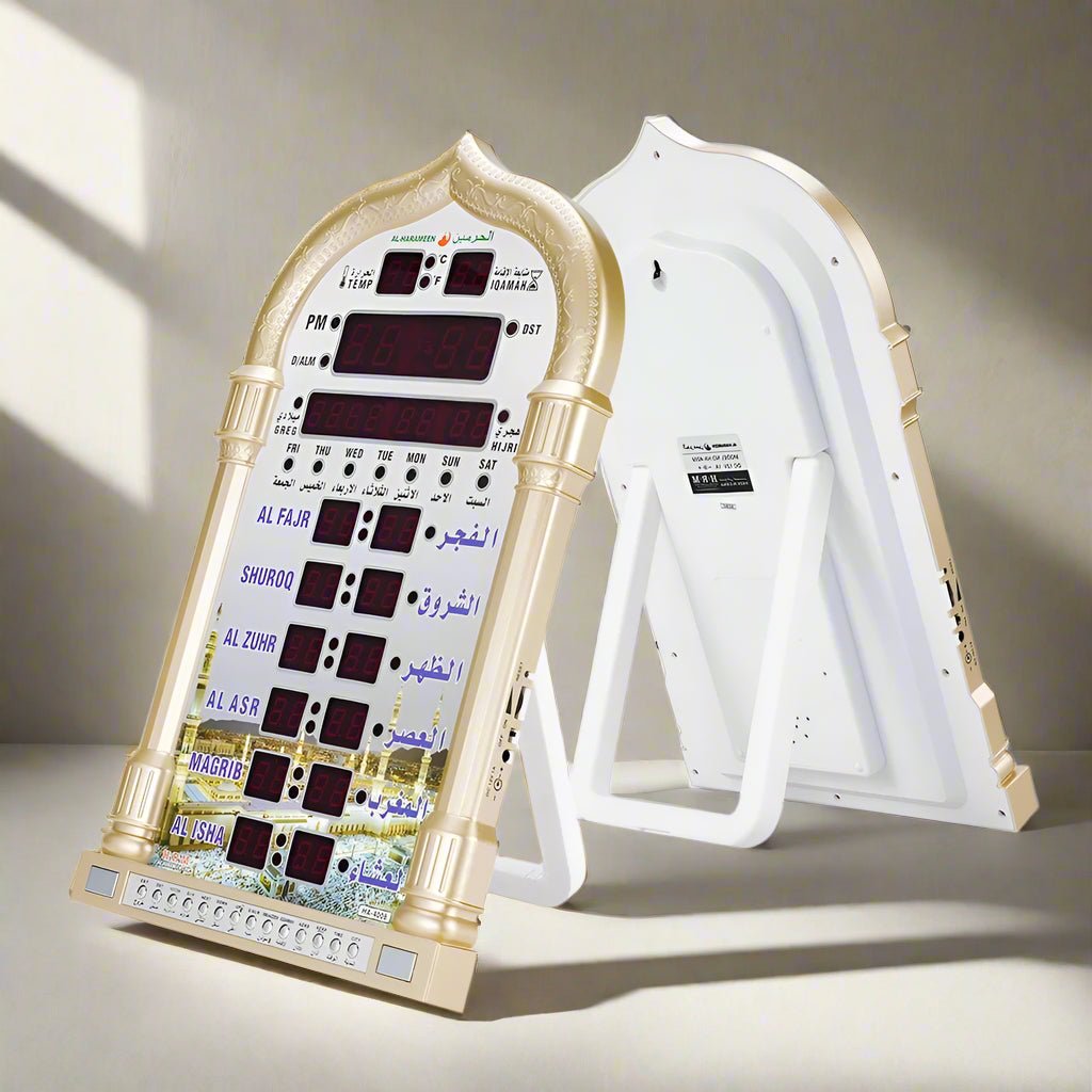 L'horloge adhan, disponible en trois couleurs de bordure différentes