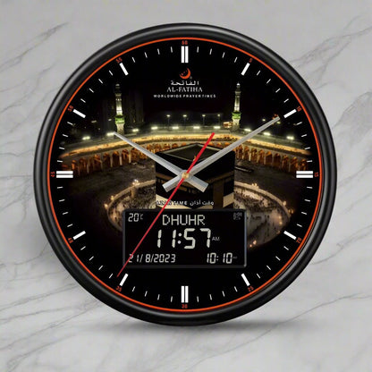 L'horloge adhan murale s’intègre aussi bien dans une chambre, un salon ou un bureau, en apportant une touche d’élégance et de sérénité à votre chez-vous. 