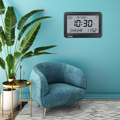 Horloge Priere - AzanClock™ - Noir Ecran Blanc - Ma Oumma