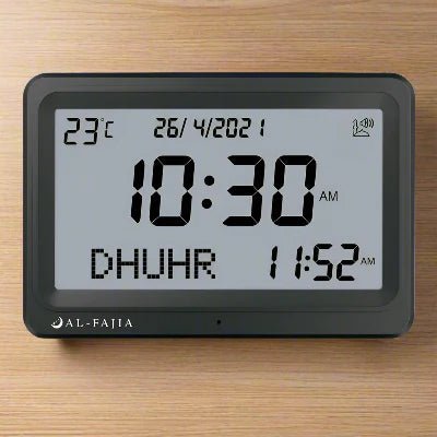 Horloge Priere - AzanClock™ - Noir Ecran Blanc - Ma Oumma